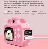 Cámara de Impresión Instantánea HD CMOS de 1080p para Niños, Impresora Digital Mini con Papel Fotográfico Térmico a Color de 2.4 Pulgadas para Navidad