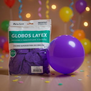 Ballons en latex Party Love 25 cm couleur lilas ronds pour décorer les fournitures de fête d'anniversaire - Product Image 2