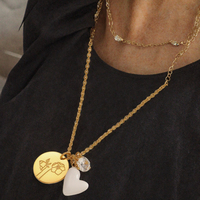 Collier personnalisé tendance en acier inoxydable plaqué or avec pendentif croix en zircon pierre de naissance gravé sur mesure, cadeau pour femme