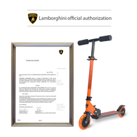 Trottinette sous licence Lamborghini à hauteur réglable pour enfants scooter à pieds avec guidon pliable