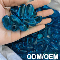 Pierre de verre bleue en forme de caoutchouc d'indien pour aquarium, disponible en OEM, pour aménagement paysager et remplissage de vases