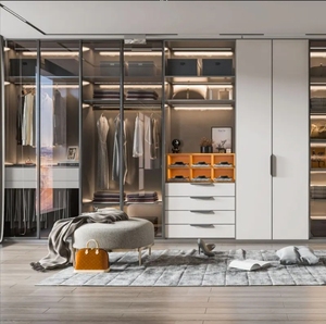 Balom Tùy Chỉnh Hiện Đại Đơn Giản Cloakroom Đồ Nội Thất Trượt Cửa Kính Tủ Bảng Điều Khiển Bằng Gỗ Thân Thiện Với Môi Chất Liệu Với Gương - Product Image 4