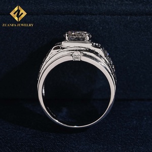 แหวนเพชรเม็ดใหญ่ทรงกว้างสำหรับผู้ชาย ZUANFA JEWELRY ประดับเพชรแล็บโกรว์ S925 เครื่องประดับฮิปฮอปสำหรับผู้ชาย - Product Image 2