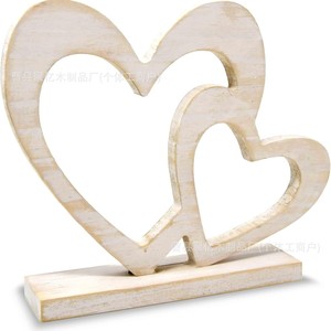 <b>Wooden</b> <b>Heart</b> Shaped Desktop Ornament Rustic Craft Valentine'S Day Home Decor Art Display - Product Image 2