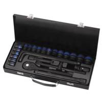 Nouvel ensemble d'outils à main Steeltreks, vente en gros, 24 pièces, clé à douille 1/2 po, coffret en fer, traitement noir