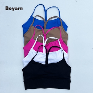 Boyarn vente en gros filles en forme de Y dos croisé soutien-gorge de sport séchage rapide Double face ponçage push-up rembourré nu grande taille - Product Image 2