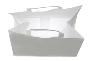 Made In Italy Carte Dozio Brand White Kraft Shopper Flat Handle Size 27+17X29 cm Pack Of 50 Pieces Recyclable Food Delivery <b>Bag</b> - Product Image 3