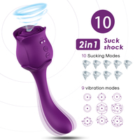 Vibrateur Rose pour Adulte en Silicone Souple, 9 Modes de Vibration, Masseur Suceur pour Tétons, Clitoris et Point G, en Forme de Rose - Nouveauté Promotionnelle