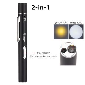 3000K Mini 2 en 1 LED Blanco/Amarillo Pluma Luz Linterna Carga USB Uso doméstico Médicos Ojos Pupila Comprobar Trabajo Caminata Lámparas <span class=keywords><strong>de</strong></span> emergencia - Product Image 5