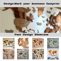 Mapa del Mundo Tridimensional de Madera de Alta Gama para Decoración de Pared |   Arte Mural Retro de Viajes, Adecuado para Decoración del Hogar y la Oficina