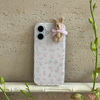 Coque de téléphone portable Ins Crush Flowers Cute Doll Rabbit pour iPhone 17 Air 16 Pro Max, coque arrière antichoc mignonne et tendance