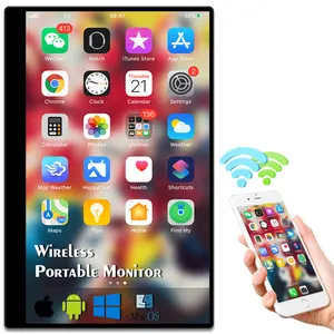 Sibolan telemóvel 15.6 polegadas wifi, 1080p miracast tela portátil para i & phone m & ac windows sem fio monitor externo de toque