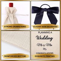 Sac cadeau en tissu de jute et lin imprimé personnalisé pour mariage, avec cordon de serrage, vente en gros, le moins cher