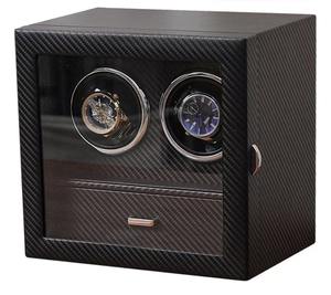 กล่องนาฬิกากลไก2ช่องใส่นาฬิกาป้องกันหรูหราสองชั้นทำจากไม้ bluetide - Product Image 6