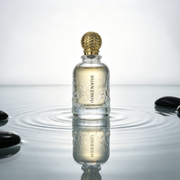 Flacon de parfum de luxe en verre gaufré 100 ml avec capuchon doré, atomiseur de parfum rechargeable, emballage cosmétique sérigraphié