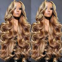 Perruques en cheveux vierges avec dentelle HD, couleur 4/27, prêtes à porter, cheveux bruts cambodgiens, vente en gros, ondulation naturelle, 100% cheveux humains
