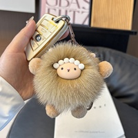 Porte-clés et breloque de sac en forme de mouton en peluche avec petite boule de laine et fourrure de renard, pendentif mignon pour téléphone, cadeau