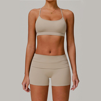 Custom Dames Fitness Actieve Kleding Zachte Sneldrogende Sportsportkleding 4-Way Stretch Tweedelige Yogashorts Sets