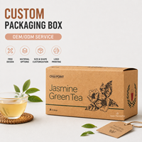Boîte à thé en carton kraft brun naturel écologique avec logo personnalisé, imprimée, pliable, pour sachets de thé, emballage alimentaire de vente au détail