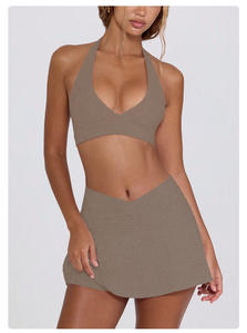 Chándal para mujer, conjunto de Yoga, <span class=keywords><strong>2</strong></span> piezas, Sujetador deportivo Sexy, Falda corta deportiva de cintura alta, ropa de gimnasio, ropa de entrenamiento, ropa deportiva - Product Image 6