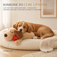 Jouet Confort Cœur Battant pour Chiens - Compagnon Anti-Anxiété en Peluche avec Battements de Cœur Réels Gauche-Droite, Fermeture Éclair Discrète au Ventre