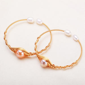 Handmade Freshwater Colored Real <b>Pearl</b> Winding <b>Bracelets</b> <b>for</b> <b>Women</b> Manufacturer's Direct Supply Simple Opening Bangle - Product Image 3