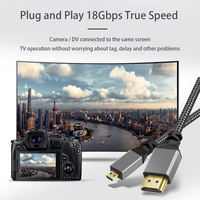 HDMI zu Micro-HDMI Kabel 0,3m-5m 4K 60Hz 3D Nylon Stecker-zu-Stecker Kabel für iPhone Macbook Samsung PVC Vergoldet