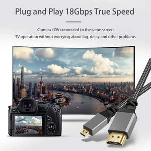 <span class=keywords><strong>สาย</strong></span> <span class=keywords><strong>HDMI</strong></span> เป็น Micro <span class=keywords><strong>HDMI</strong></span> ความยาว 0.3 ม.-5 ม. รองรับ 4k 60hz 3D <span class=keywords><strong>สาย</strong></span>ไนลอนแบบ Male to Male สำหรับ iPhone Macbook <span class=keywords><strong>Samsung</strong></span> หัวต่อ PVC ชุบทอง - Product Image 5