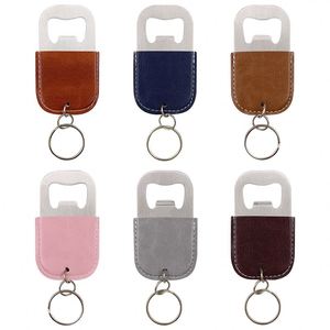 Stocked 7 Colors PU Leather Bottle Opener Keychain Portable Promotional Keyring for Welcome Gifts Wine <b>Beer</b> Lovers - Product Image 1