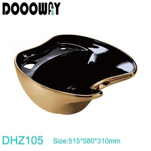 Vente en gros d'éviers à shampoing dorés/noirs/blancs Lavabos de salon de coiffure Lavabo à cheveux en céramique - Product Image 3