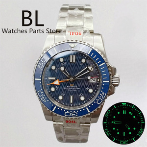 Reloj Premium BLIGER para hombre, 24 horas, bisel de cerámica, esfera luminosa verde, cristal de zafiro <span class=keywords><strong>GMT</strong></span> naranja - Product Image 2