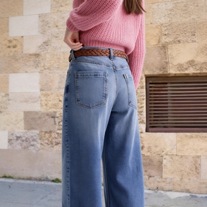 Jean évasé décontracté taille haute pour femme en denim bleu dégradé – Tendance - Product Image 3