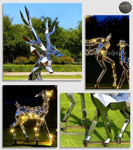 Sculpture de renne en acier inoxydable personnalisée, art de jardin moderne, renne lumineux d'extérieur - Product Image 2