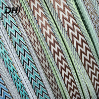 Sangle en tissu zigzag scintillante en polyester métallisé 100 % de marque DH, fournie par l'usine, pour la tige des chaussures de sport