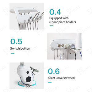 รถเข็นทันตกรรมเคลื่อนที่แบบพกพา Foshan พร้อมโต๊ะทำงาน กังหันลม ถังน้ำ 600 มล. ถาดใส่อุปกรณ์ขนาดใหญ่ ได้รับการรับรองมาตรฐาน CE - Product Image 2