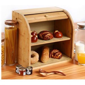 กล่องขนมปังไม้ไผ่ 2 ชั้นสำหรับเก็บอาหารในครัว - Product Image 6