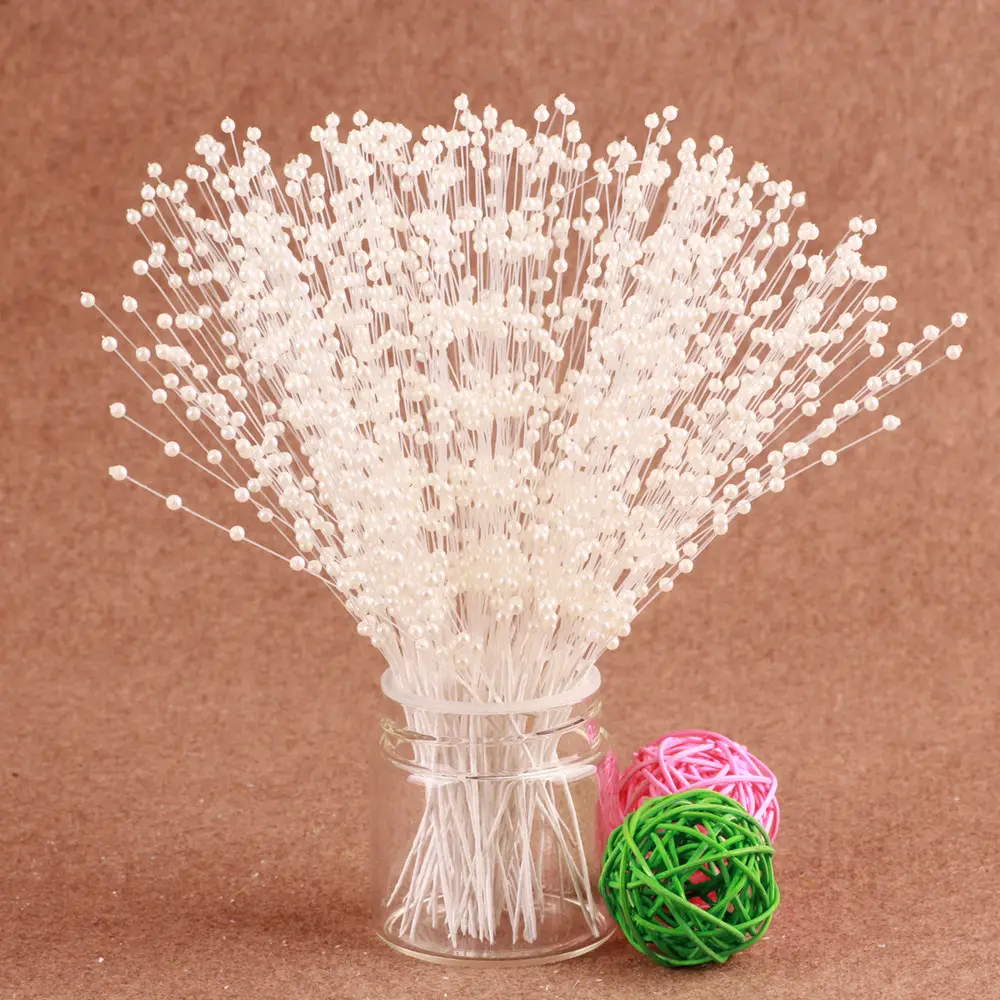 Corda de pérolas para decoração, varas de flores feitas à mão, buquê de noiva, branco, rosa, azul, com miçangas, decoração de festa de casamento com 100 peças