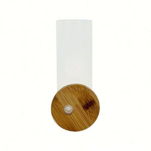 Bouteille d'eau en verre en forme de canette de bière 18 oz, gobelet vierge pour sublimation, gobelet givré 18 oz, bocal Mason avec couvercle en bambou et paille - Product Image 3