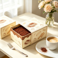 Boîte en carton biodégradable et recyclable personnalisable, emballage écologique pour tiramisu, gâteau, pâtisserie, dessert, emballage en papier