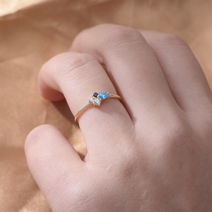 Nieuwe Elegante 925 Sterling Zilveren 14K Vergulde Cz <span class=keywords><strong>London</strong></span> Blauwe Topaz Mini Cluster Ring Voor Verlovingsbruiloft - Product Image 5