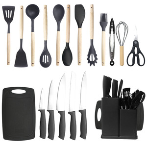 Ensemble d'ustensiles en <span class=keywords><strong>silicone</strong></span> antiadhésif de 19 pièces pour la vente en gros d'ustensiles de cuisine ménagers de qualité alimentaire, y compris des cuillères à soupe et des spatules - Product Image 1