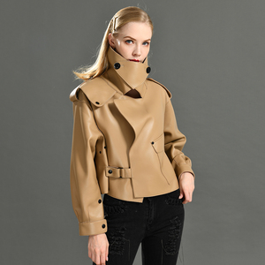 Chaqueta de cuero Natural de estilo corto para <span class=keywords><strong>mujer</strong></span>, chaqueta de piel de talla grande - Product Image 4