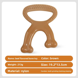 Durable indestructible perro masticar juguetes carne sabor Nylon no tóxico interactivo Limpieza de dientes promueve la salud <span class=keywords><strong>Dental</strong></span> para - Product Image 5