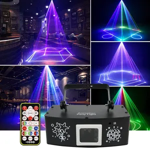 Neue Aussicht Animationen Laserprojektor 256 geometrische Muster RGB-Beleuchtung Fernbedienung Lichter für Party Hochzeit Nachtclub Bar