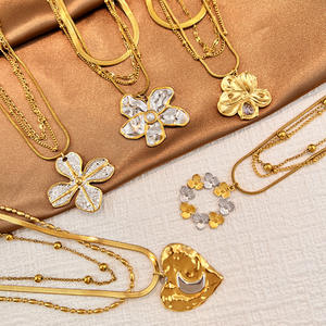 Kalung Bunga Berlapis Emas 18K Desain Unik, Anti Air, Dapat Disesuaikan, dari Baja Anti Karat, Perhiasan Trendy yang Dapat Ditumpuk untuk Wanita - Product Image 4