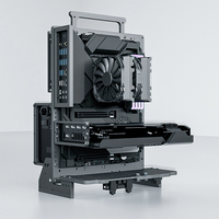 Boîtier PC Socooler en aluminium à cadre ouvert, panneau latéral avec fenêtre, personnalisable, portable, prend en charge les cartes mères ITX/MATX/ATX, 240/360 degrés