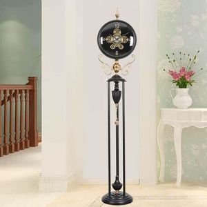 Floor <b>Clock</b> Decorative Round White 60036W Standing <b>Clock</b> With Gears Living Room <b>Clock</b> European Style - Product Image 4
