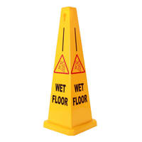 Panneau de signalisation de sécurité antidérapant jaune en plastique imprimable sur 4 faces, personnalisé, en forme de pyramide carrée, pour sol mouillé, cône de précaution