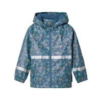 Jas Hujan Anak Berbahan Fleece-Lined PU dengan Pola Kartun Cetak Transfer Panas, Dilengkapi Garis Reflektif untuk Keamanan, Tahan Air