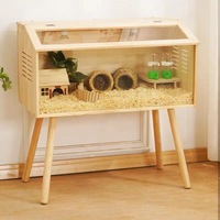 Cage à hamster en bois avec panneau à vue dégagée, boîte d'élevage pour hamsters nains et cailles, habitat pour petits animaux